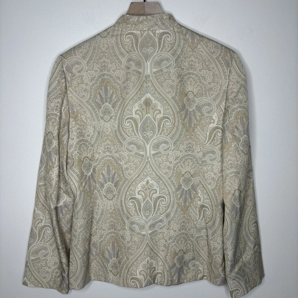 Orvis Womens Vintage Paisley Silk Blend Blazer Size 12 Capsule Old Money Beige